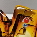 Glass bowl designed by Pertti Santalahti for Humppila Glas Finland 1960-170s.