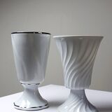 Mismatched pair of Limoges porcelain mazagrans, Haviland & LEC vintage.