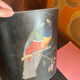 Vintage metal zinc paper bin parrot decor