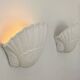 Pair of vintage shell wall lights, matte white plaster, France 1970