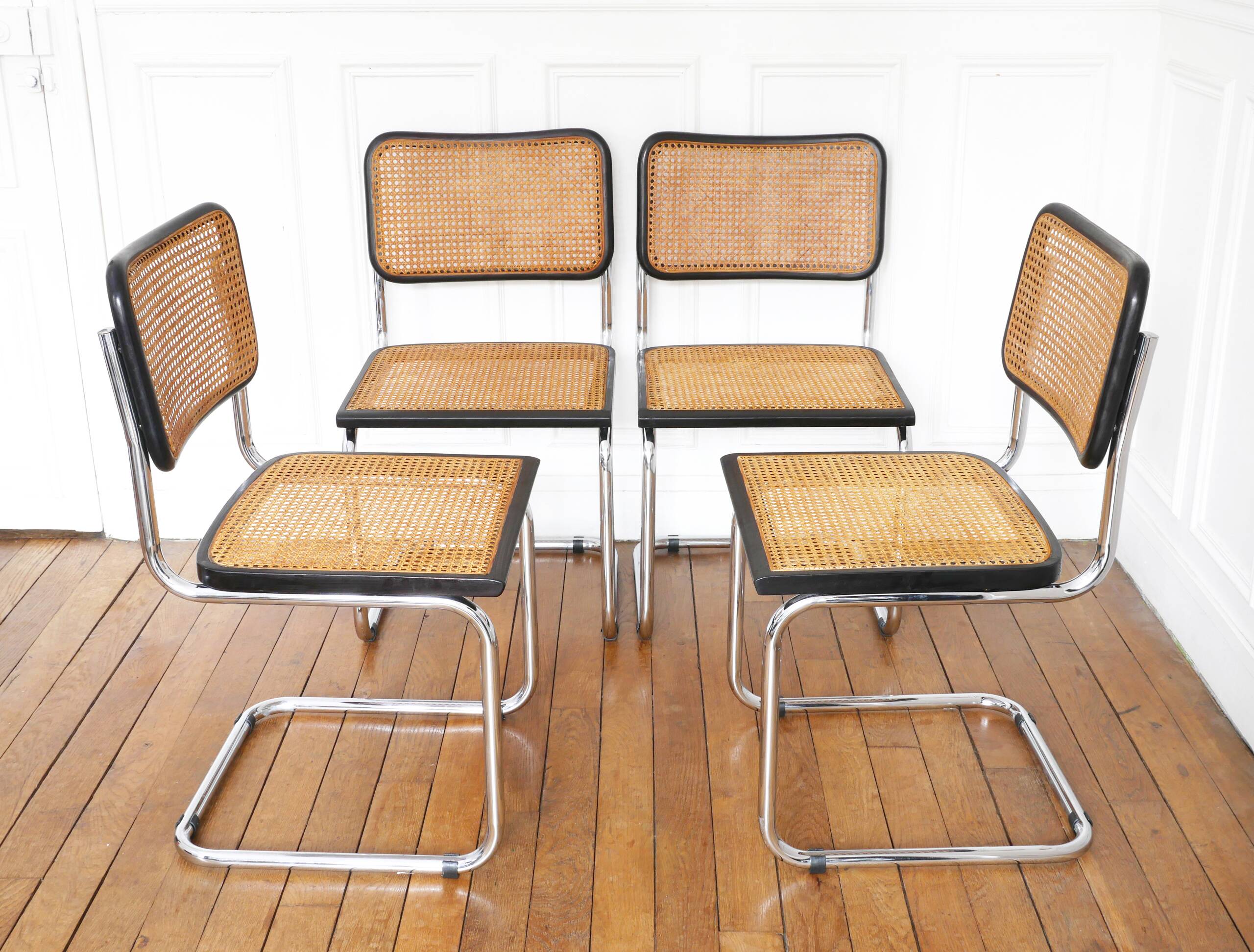 4 Cesca B32 Breuer chairs made in Italy - re-caned seats.