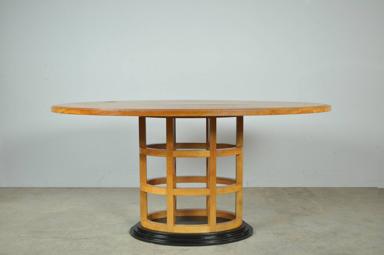 Exceptional fruitwood dining table set in art deco style, 1980s