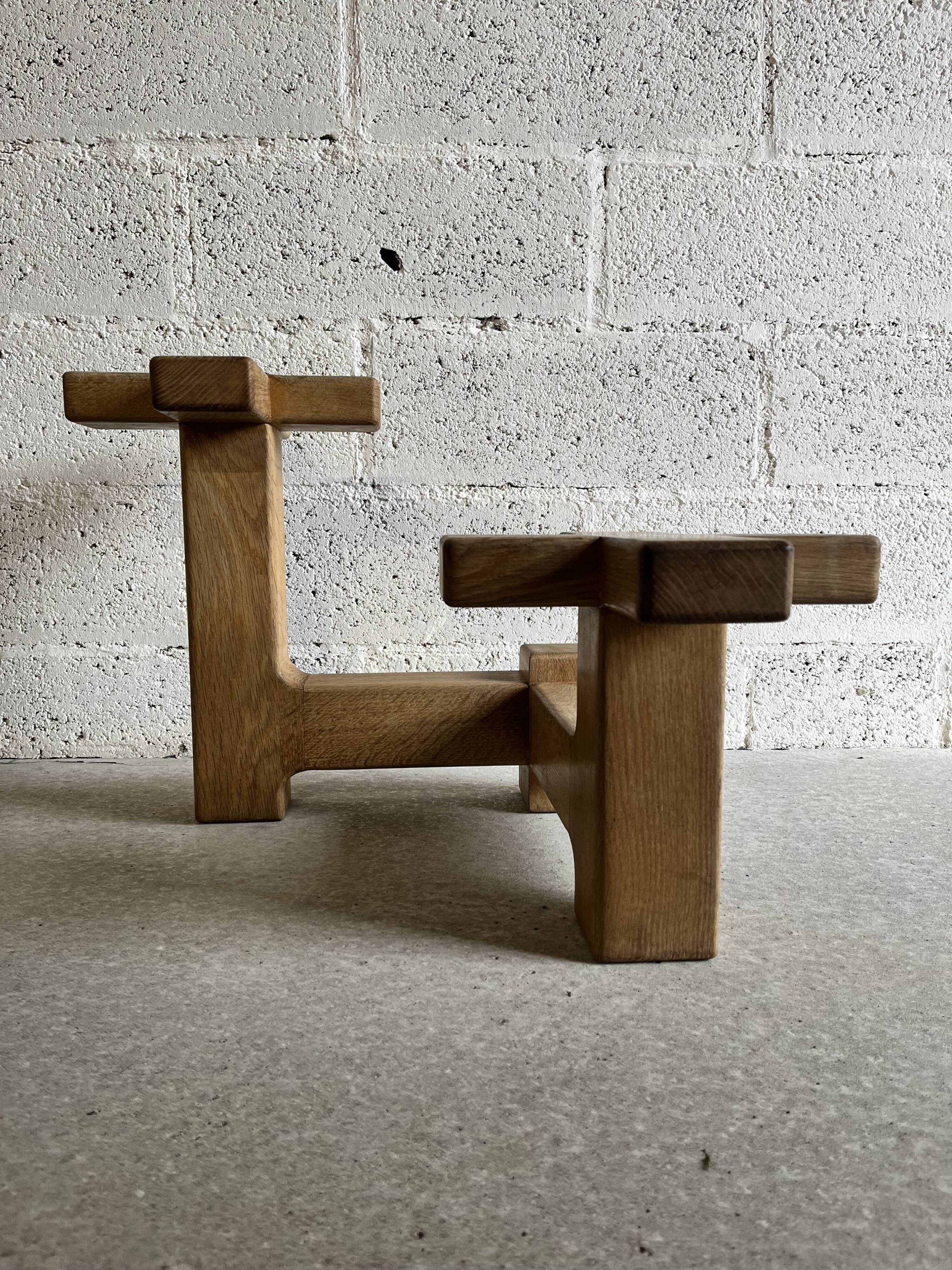Display and plant holder in solid oak by Guillerme and Chambron for Votre Maison
