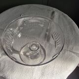 Ancienne coupe à fruits ou autre , cristal soufflé taillé , jambe bullée