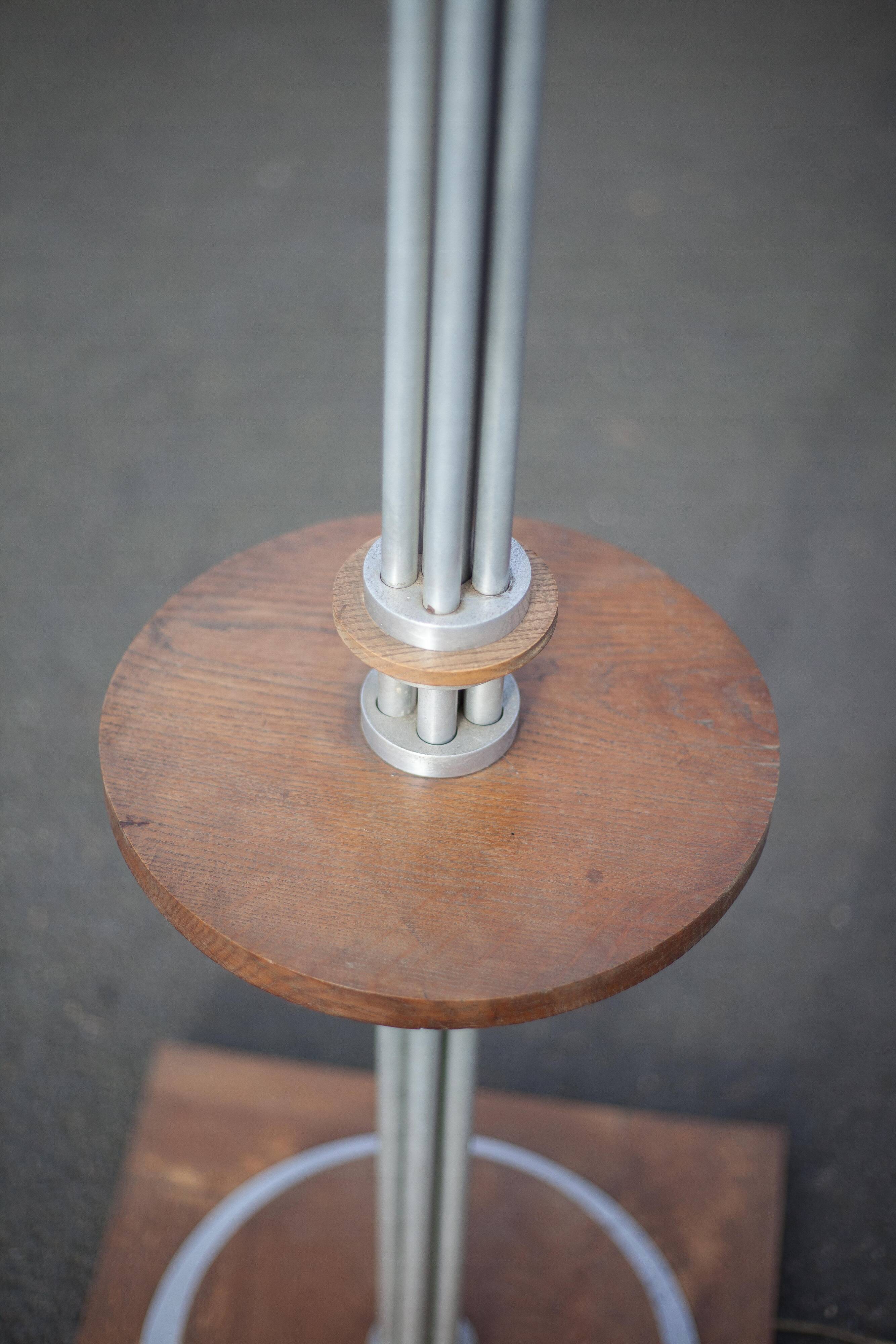 Art deco floor lamp, art deco floor lamp, wood and aluminum lamp, interior decoration