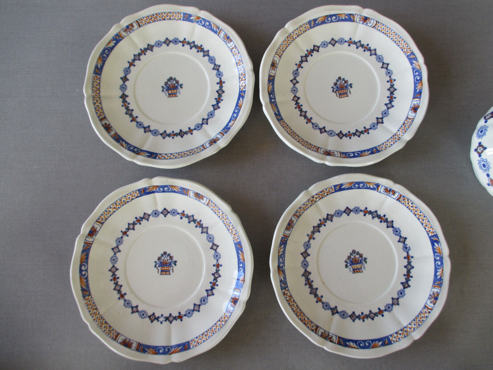 4 cups and saucers & creamer Rouen E. Bourgeois