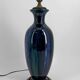 Art Nouveau lamp in stoneware with high-fire glazes and bronze mount, circa 1900.