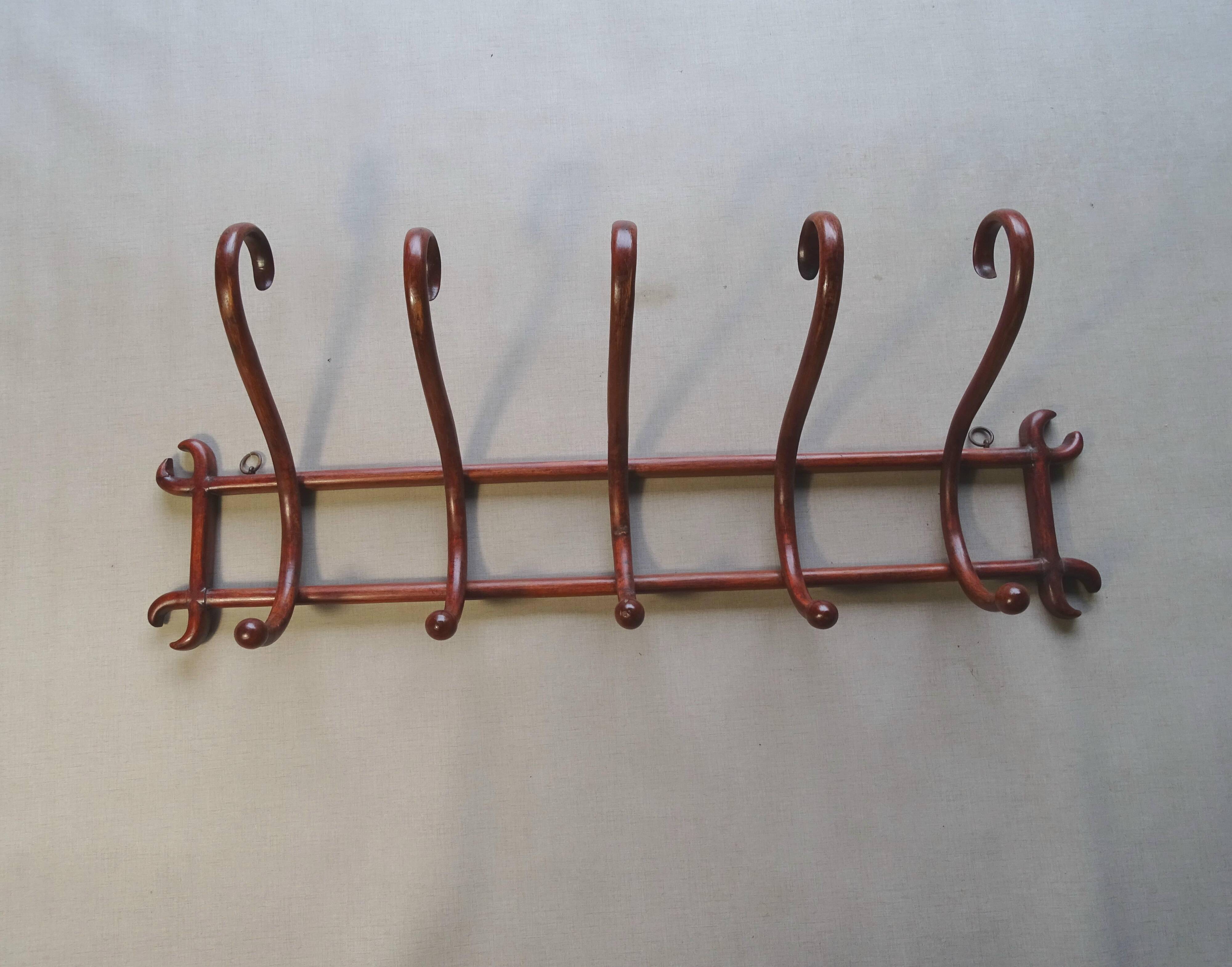 Thonet wall coat rack with 5 hooks 1900