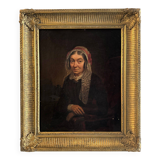 Portrait fin XIXe représentant une femme à la coiffe et à la dentelle