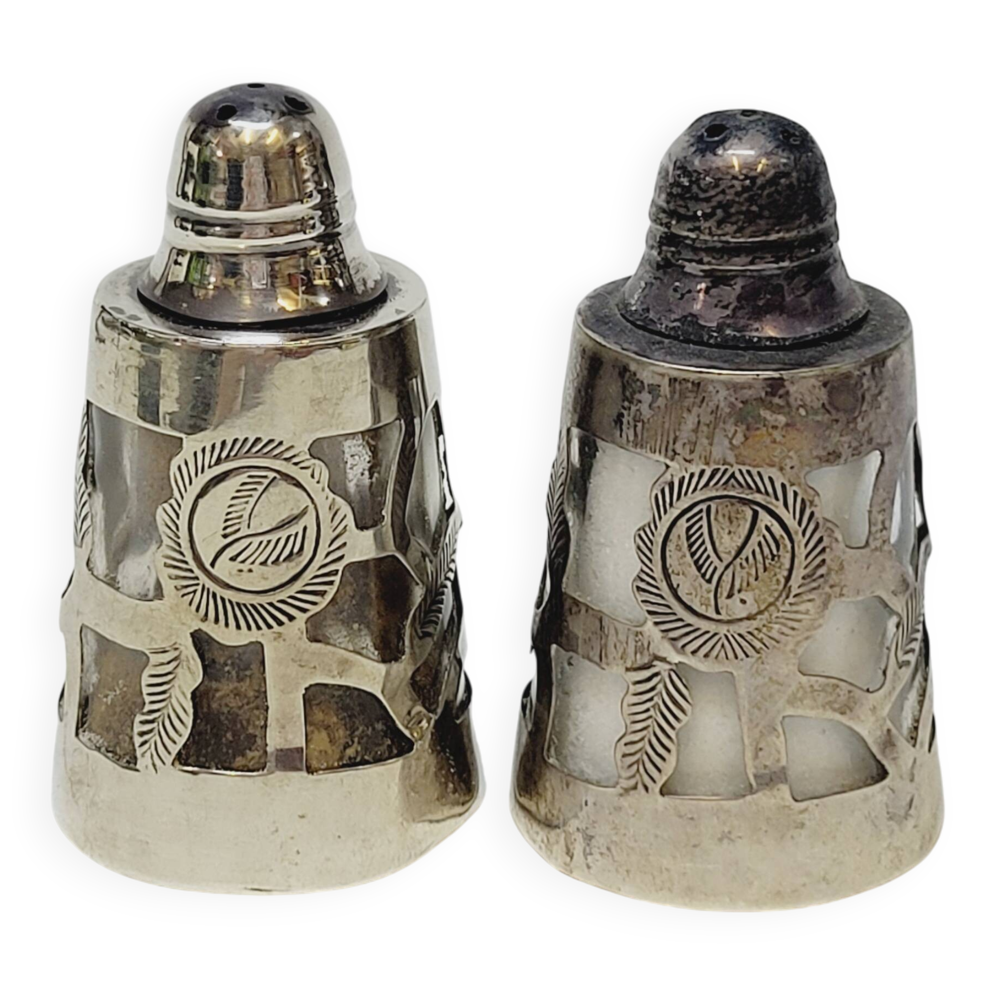 Vintage Mexican 925 Silver Salt and Pepper Shakers