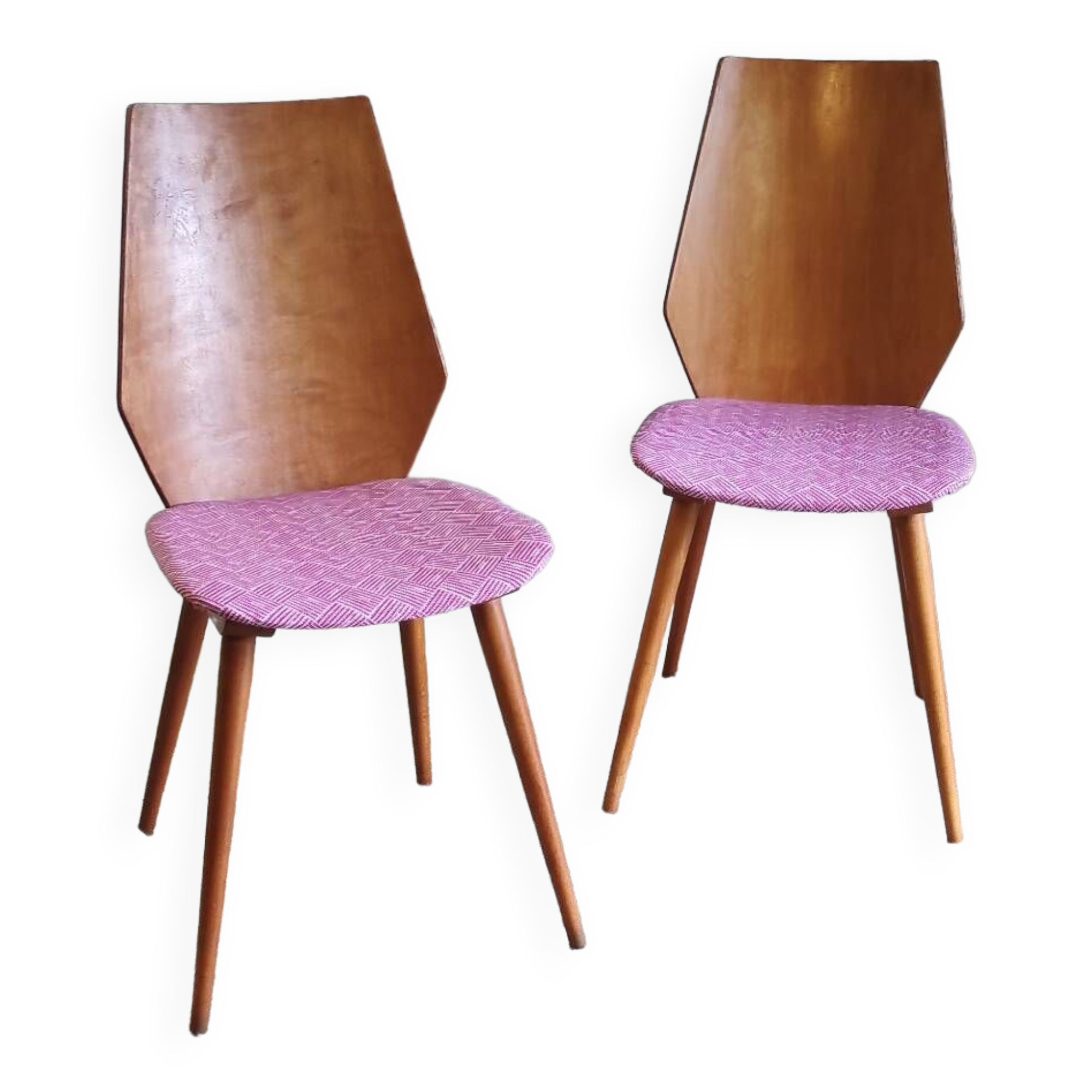 Duo of wooden chairs by Baumann - 60s/70s