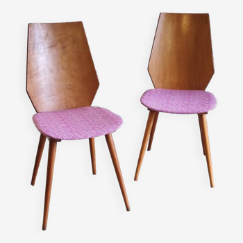 Duo de chaises bois par Baumann - années 60/70