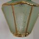 French Vintage Art Deco Glass Ceiling Light Green Frosted & Patterned Glass
