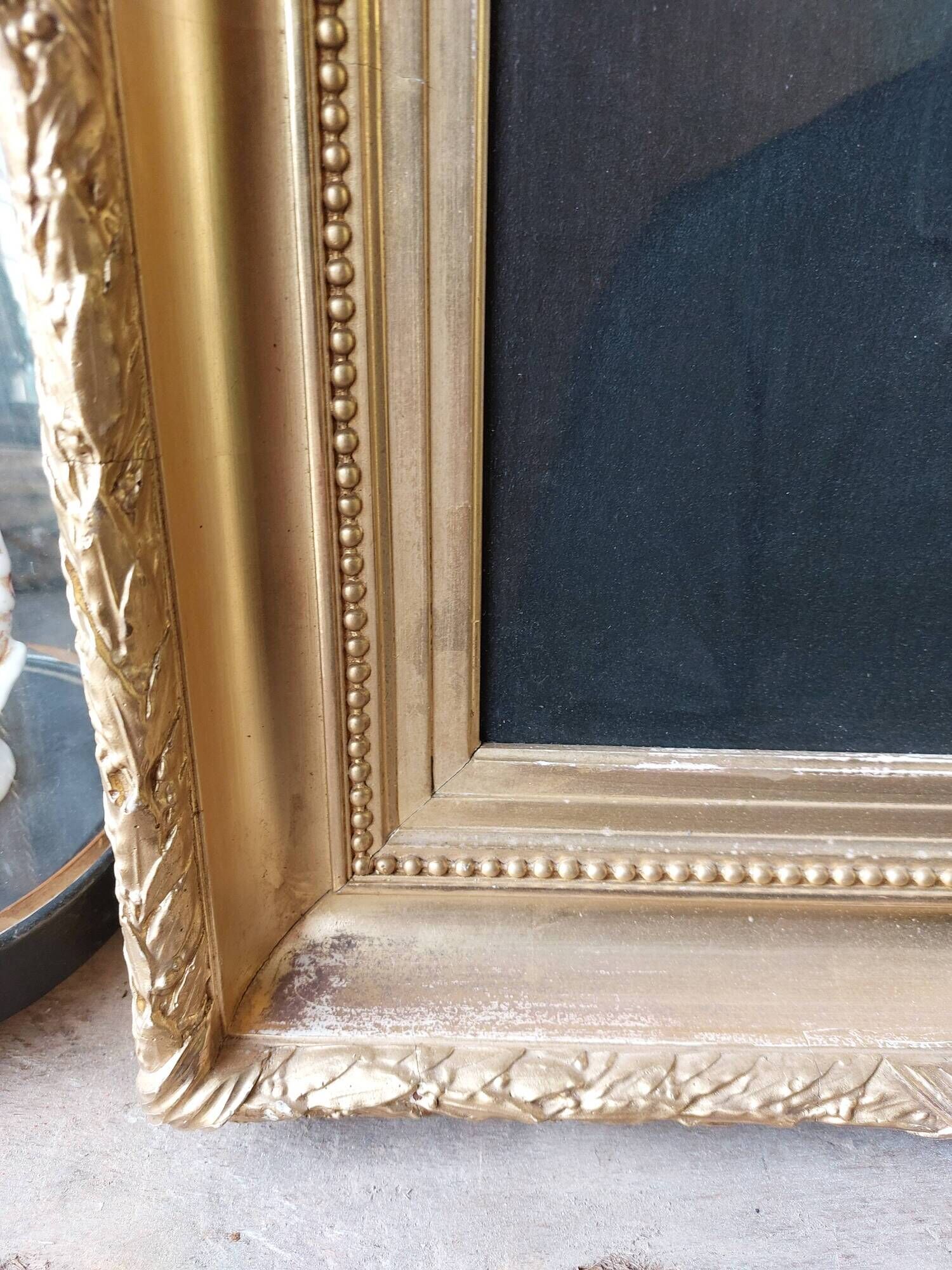 Painting Portrait of an ancient man 19th with gilded wooden frame