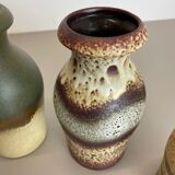 Set of Five Vintage Pottery Fat Lava Vases Made by Scheurich, Germany, 1970s