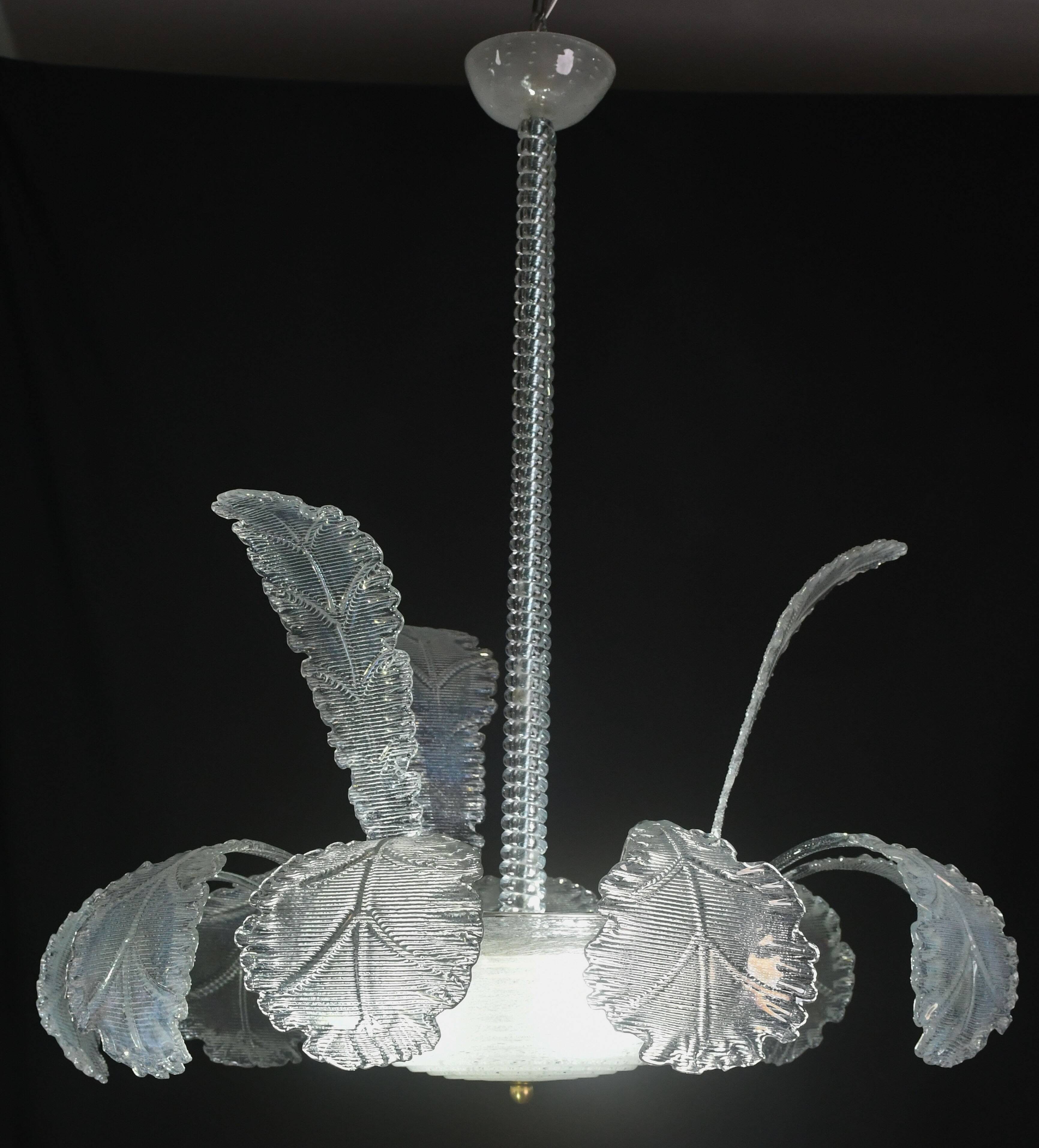 Luxury Barovier & Toso chandelier, Murano Pulegoso glass, 1950s