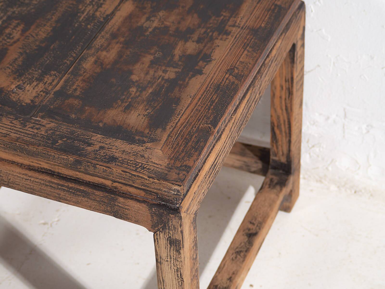 Square side table in old solid wood