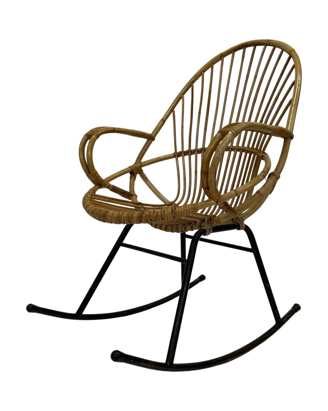 Vintage Dirk van Sliedregt Rohe Noordwolde rattan rocking chair