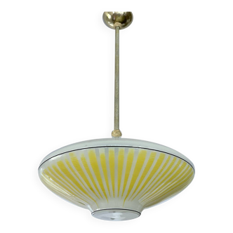 Suspension vintage art deco, verre laiton