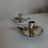 Pair of Atla Denmark Scandinavian candlesticks in silver metal