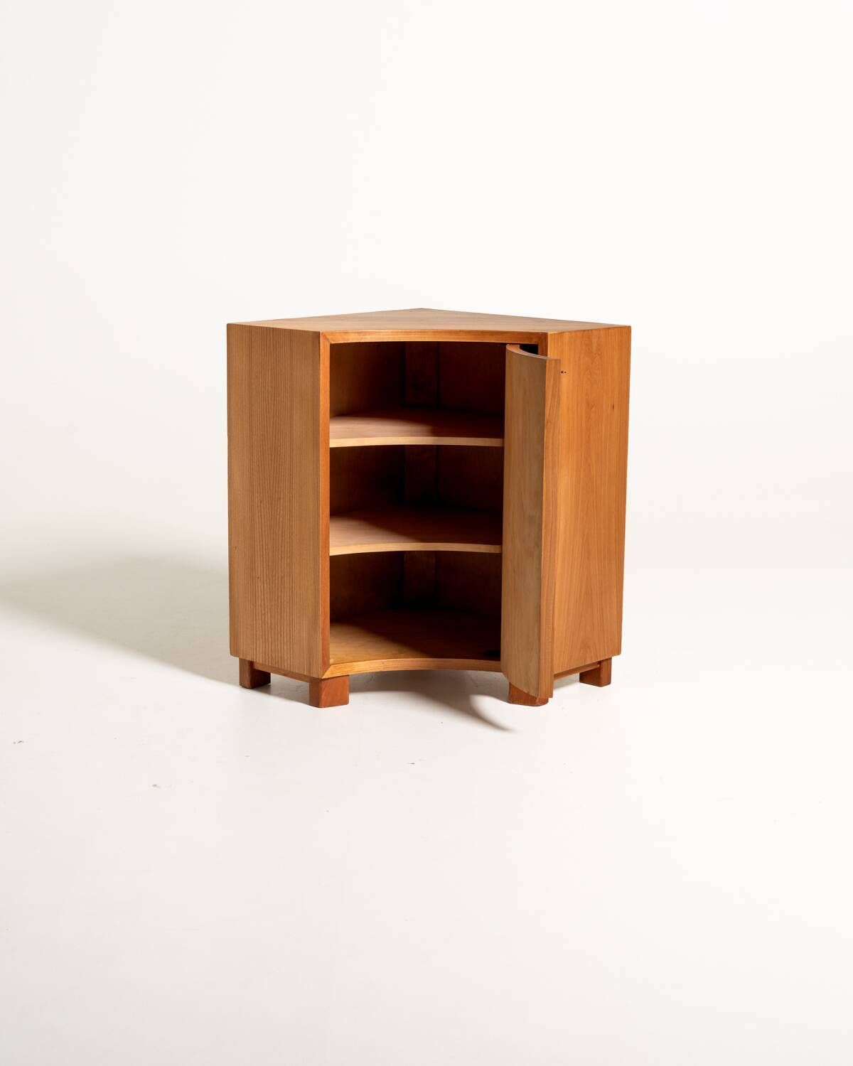 Scandinavian Elm Corner Cabinet, Mid-Century