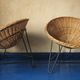 Pair of mid century bamboo and iron pod chairs, 1960s