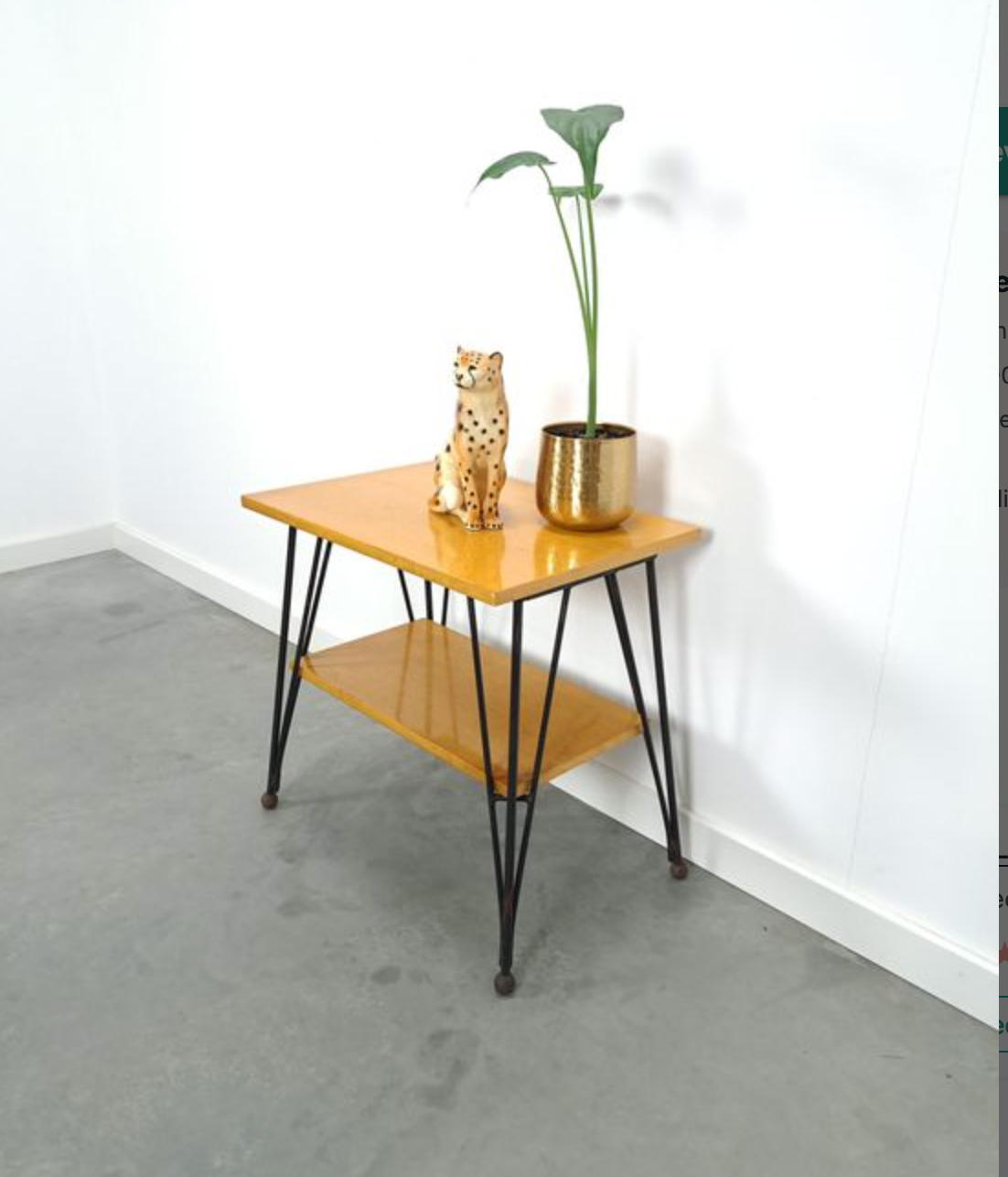 Vintage veneer table with steel legs