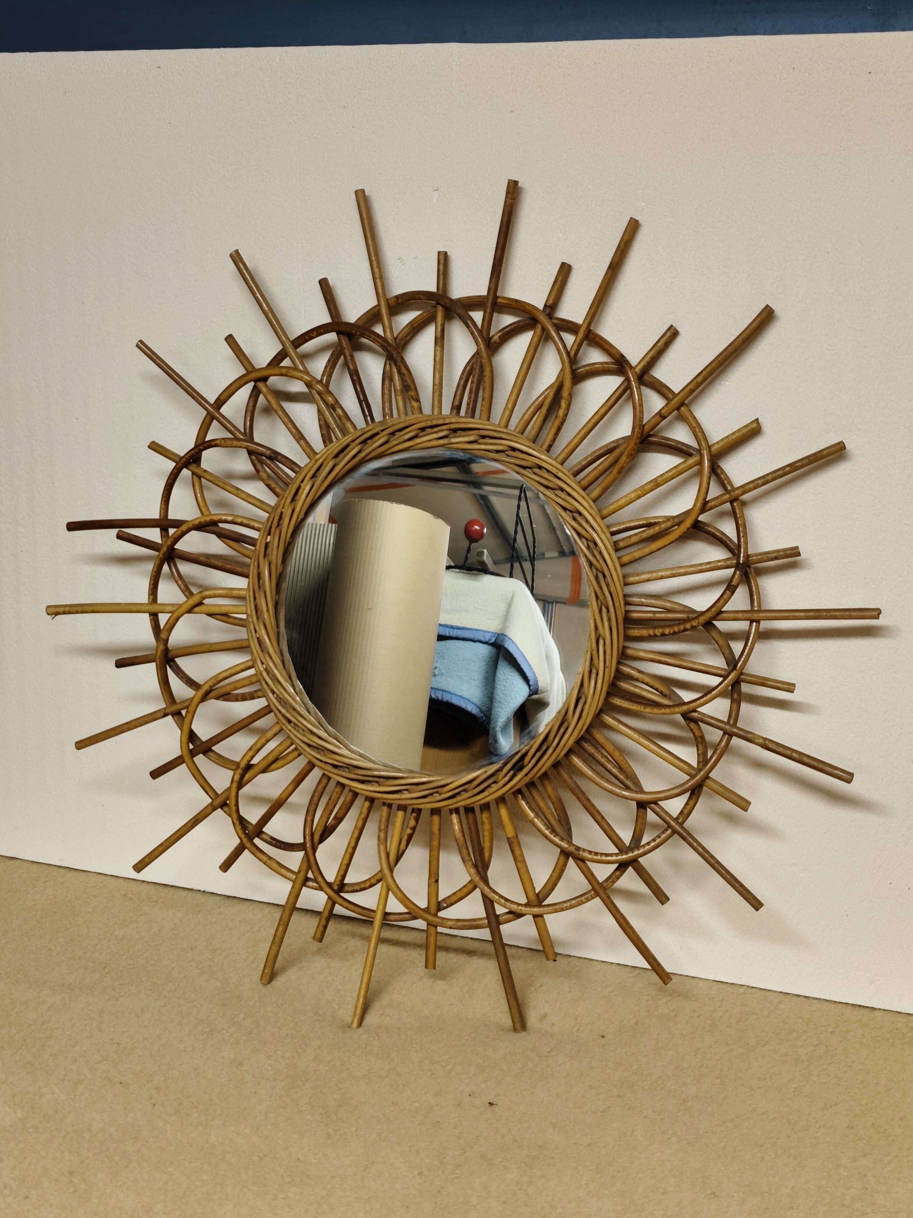Vintage rattan mirror