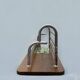 Large Art Deco wall-mounted coat rack in wood and chrome metal with mirror