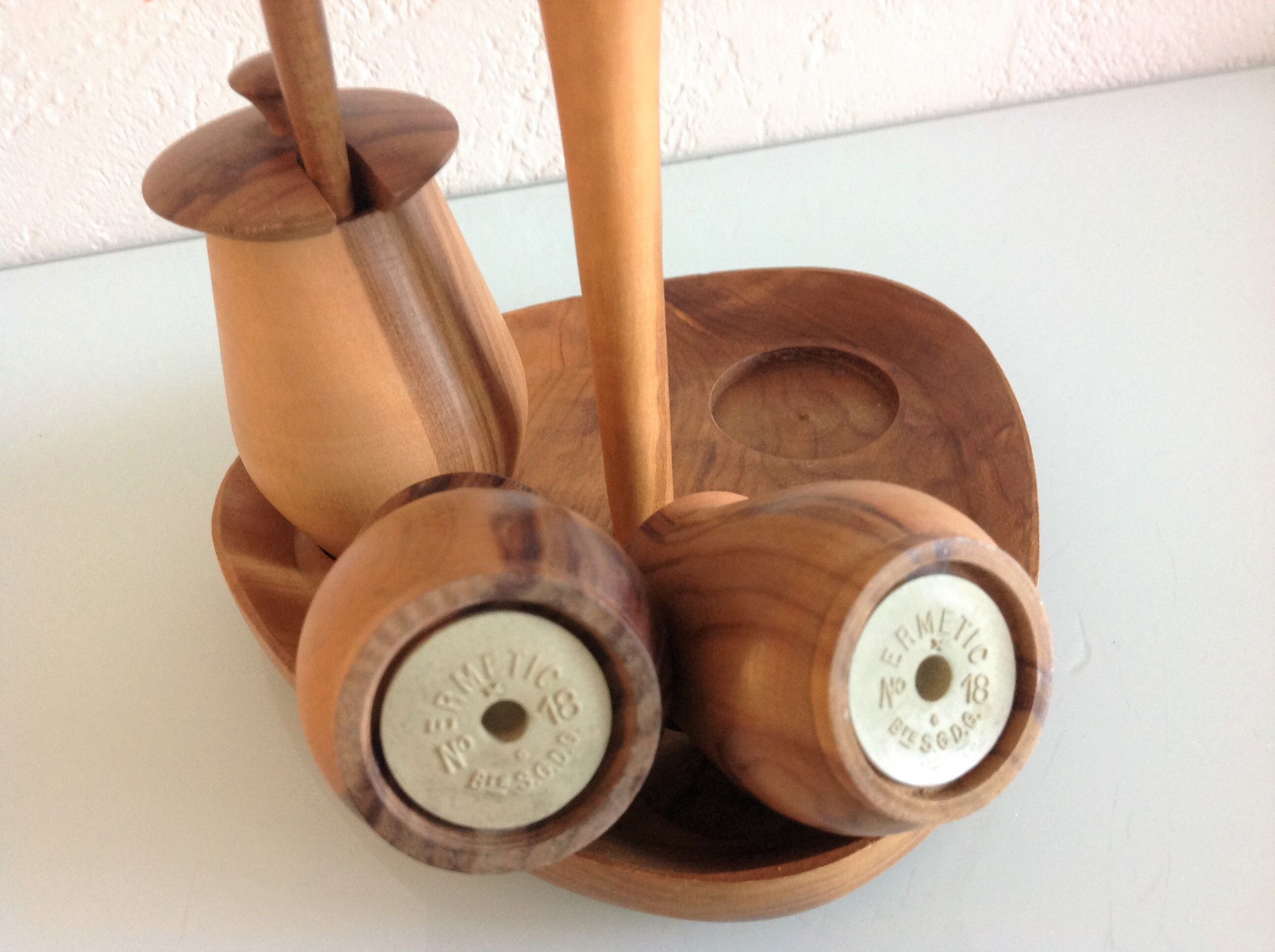 Scandinavian style wooden condiment set 60/70