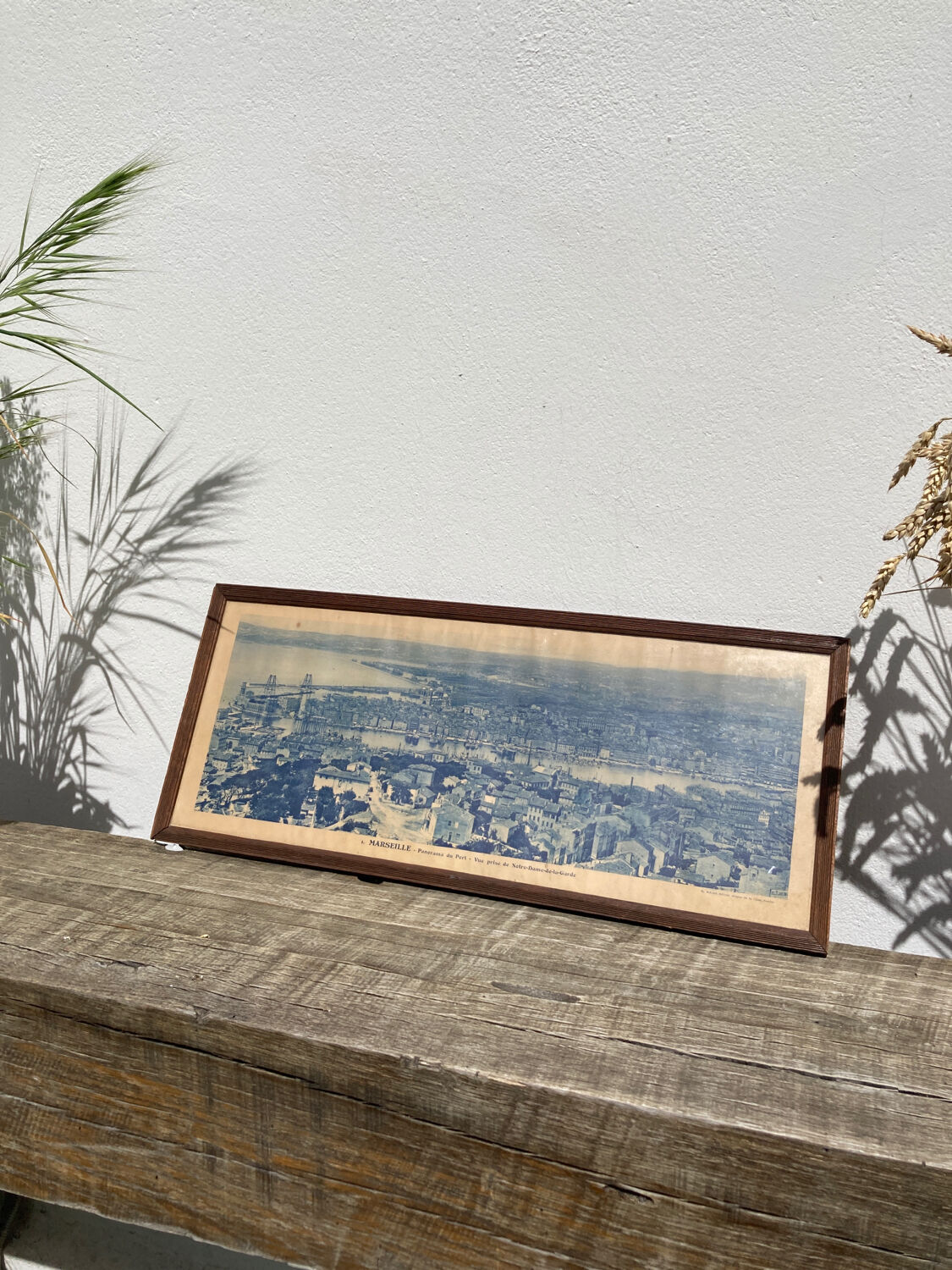 Photograph of Marseille 1950 - panoramic Mediterranean port and city printed by G. Arnaud - antique print