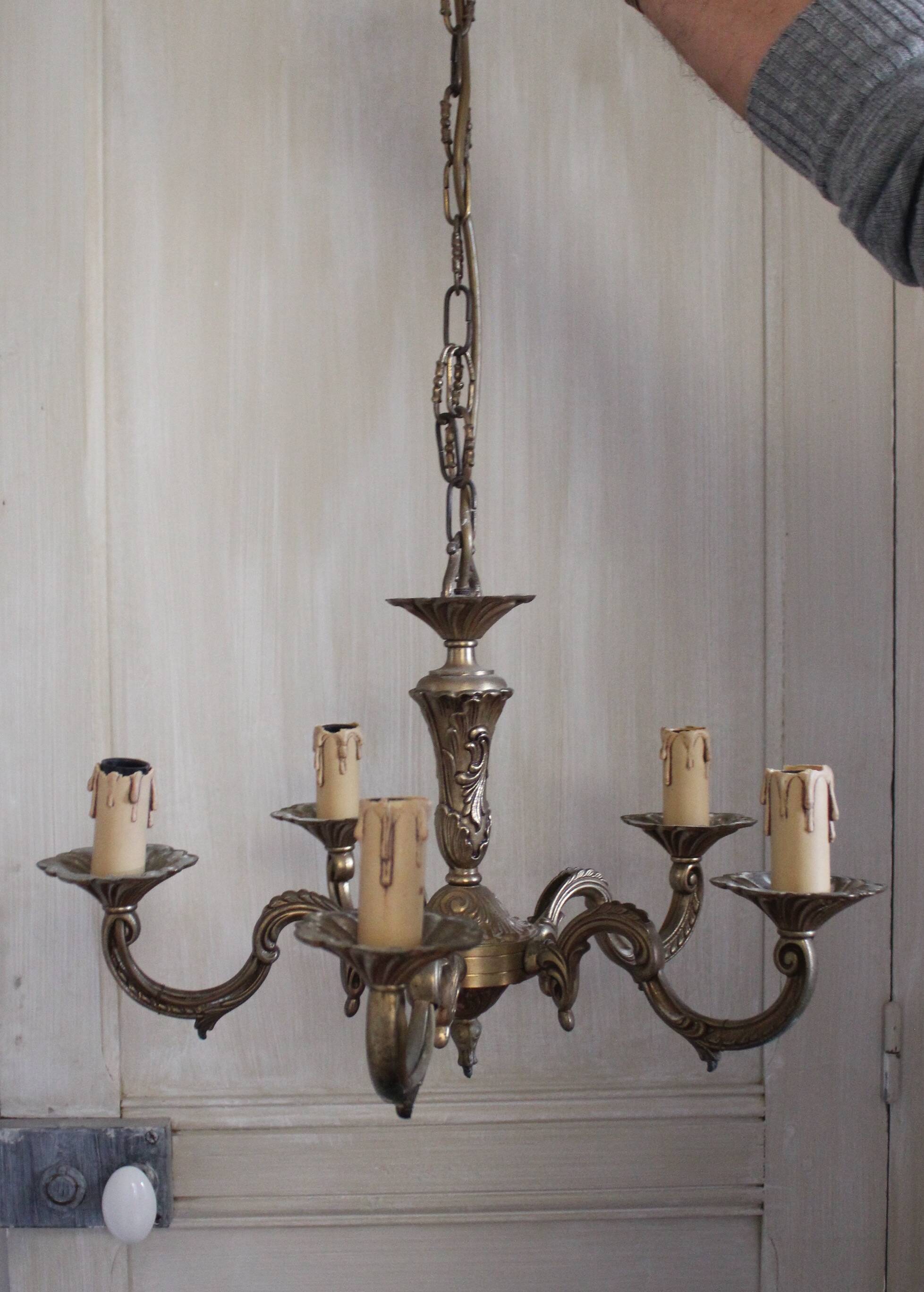 5-branch bronze chandelier
