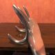 Old wall coat rack 3 patères doubles metal chrome design vintage