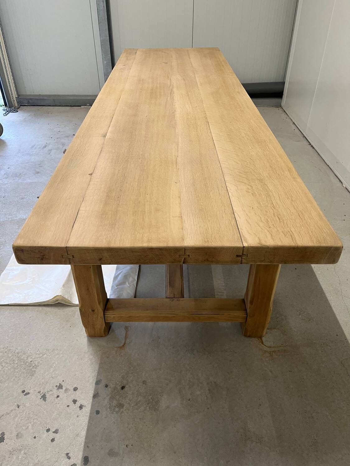 Light solid oak farmhouse table