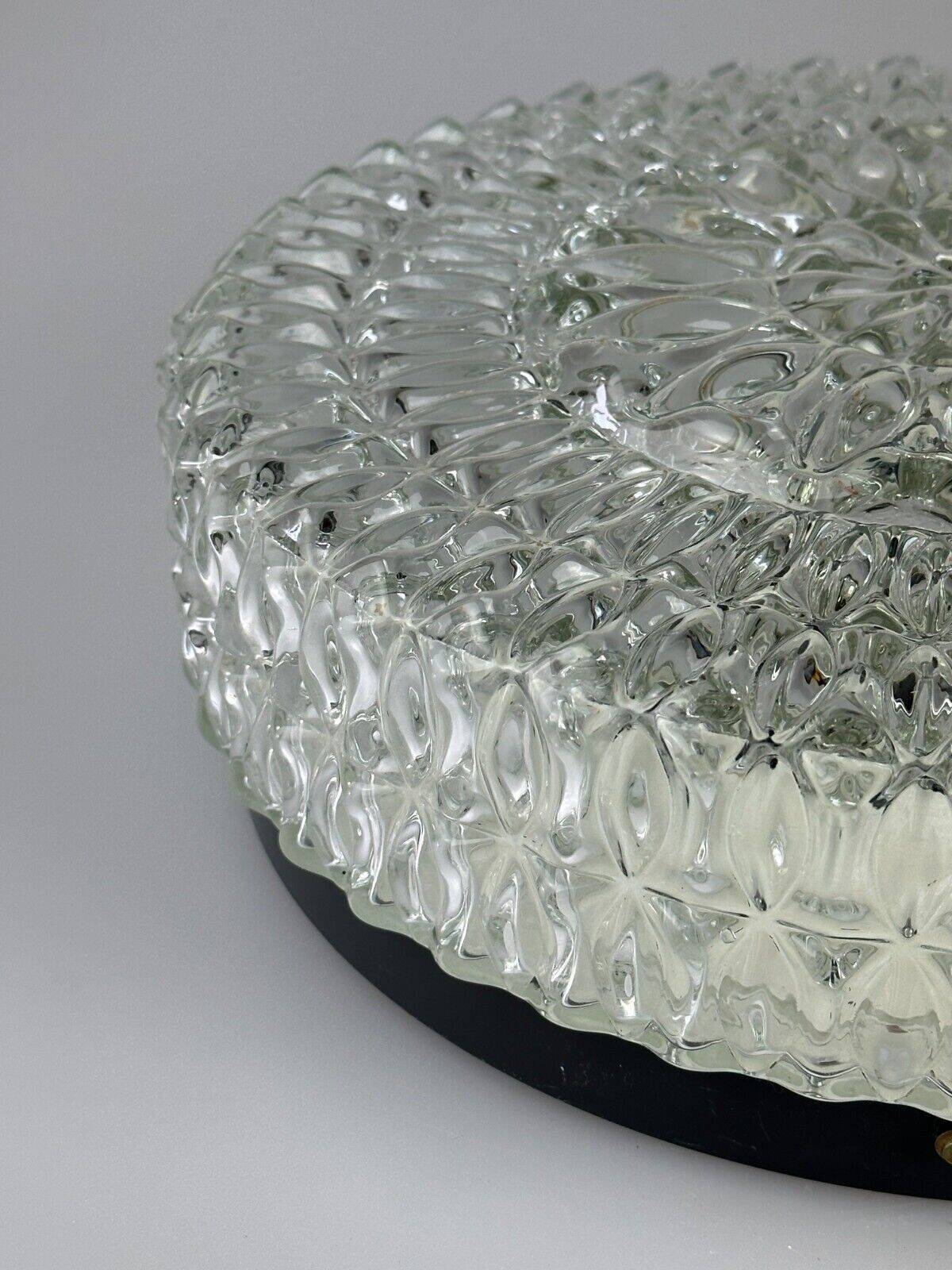 60s 70s ceiling lamp Hustadt Leuchten Germany Plafoniere glass & metal