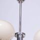 Bauhaus Chandelier in Chrome-Plated Steel and Opaline Glass, Czech, 1930s