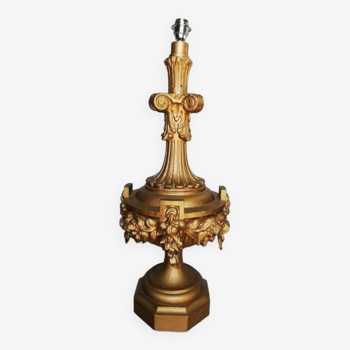 Lampe 90cm bois sculpté doré style Louis XVI