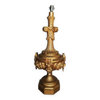 Lampe 90cm bois sculpté doré style Louis XVI