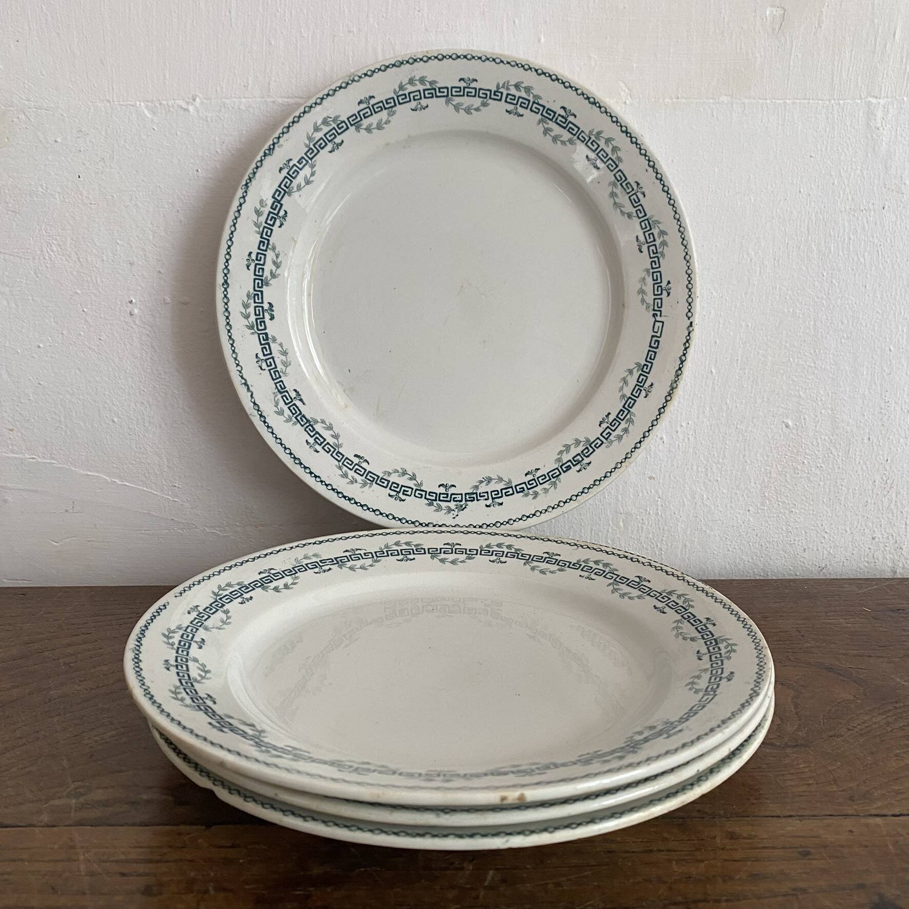 Flat plates in ironstone Gien model Austerlitz