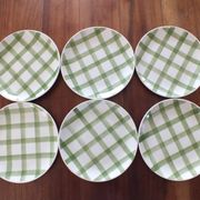 6 assiettes à hors d'œuvre Moulin des Loups Vichy, carreaux verts