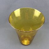 Yellow vase in bubbled blown glass from Biot