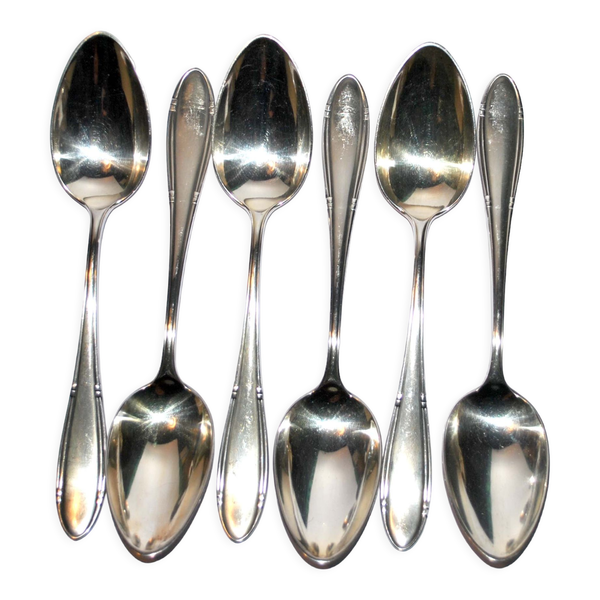 Series of 6 vintage table spoons in silver metal deetjen 100 soup 21.5cm