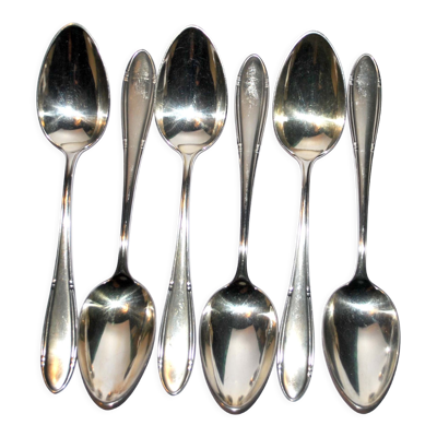 Série de 6 cuillères de table vintage en métal argenté deetjen 100 soupe 21.5cm