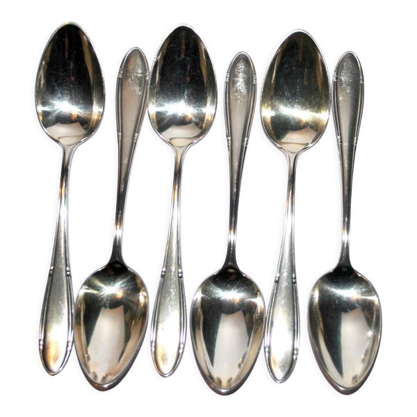 Série de 6 cuillères de table vintage en métal argenté deetjen 100 soupe 21.5cm
