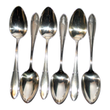 Series of 6 vintage table spoons in silver metal deetjen 100 soup 21.5cm
