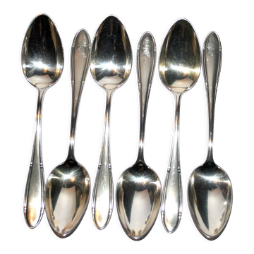 Série de 6 cuillères de table vintage en métal argenté deetjen 100 soupe 21.5cm