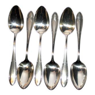 Series of 6 vintage table spoons in silver metal deetjen 100 soup 21.5cm