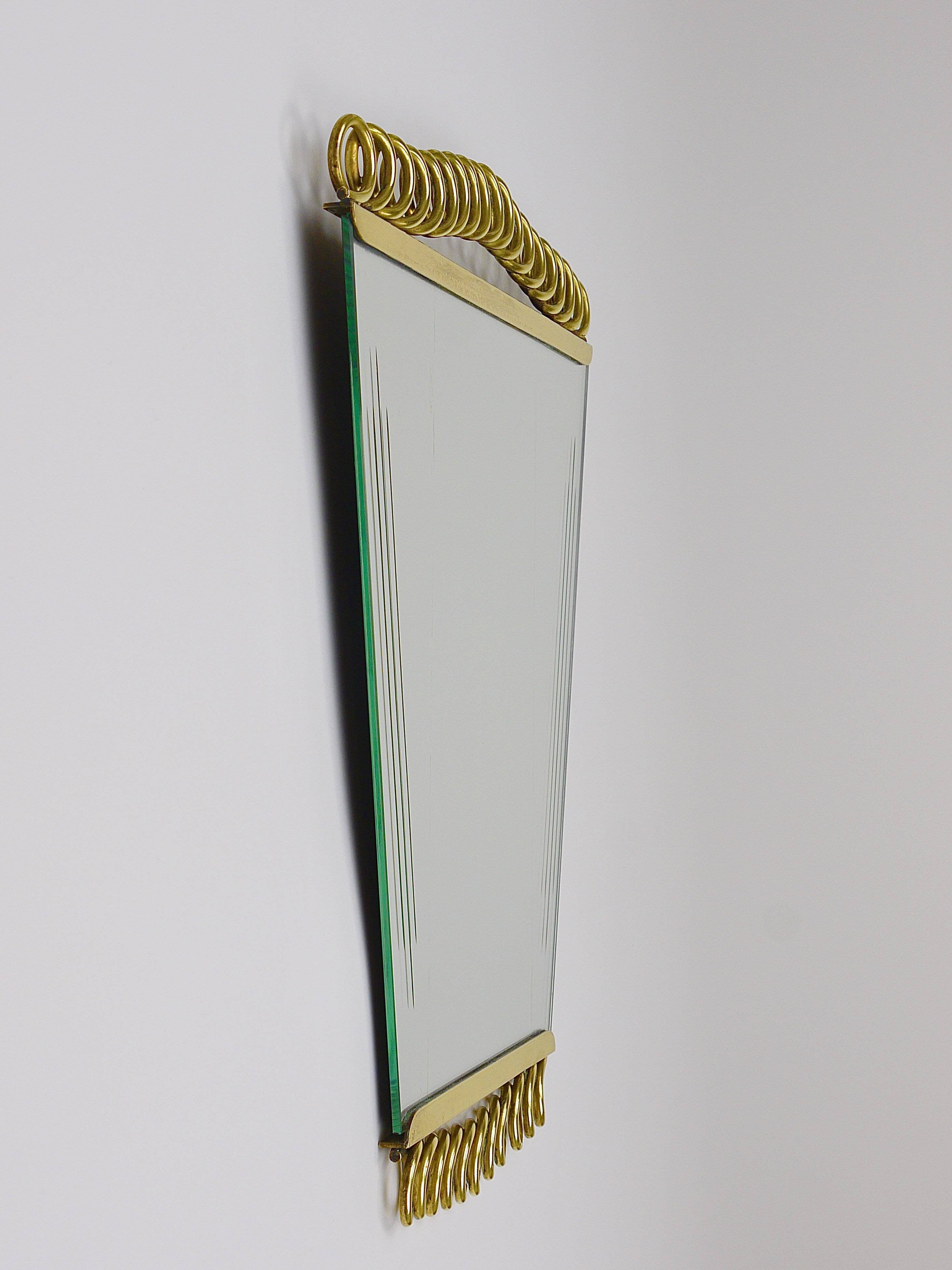 Josef Frank Attr. Mid-Century Brass Loop Wall Mirror, Austria, 1950s