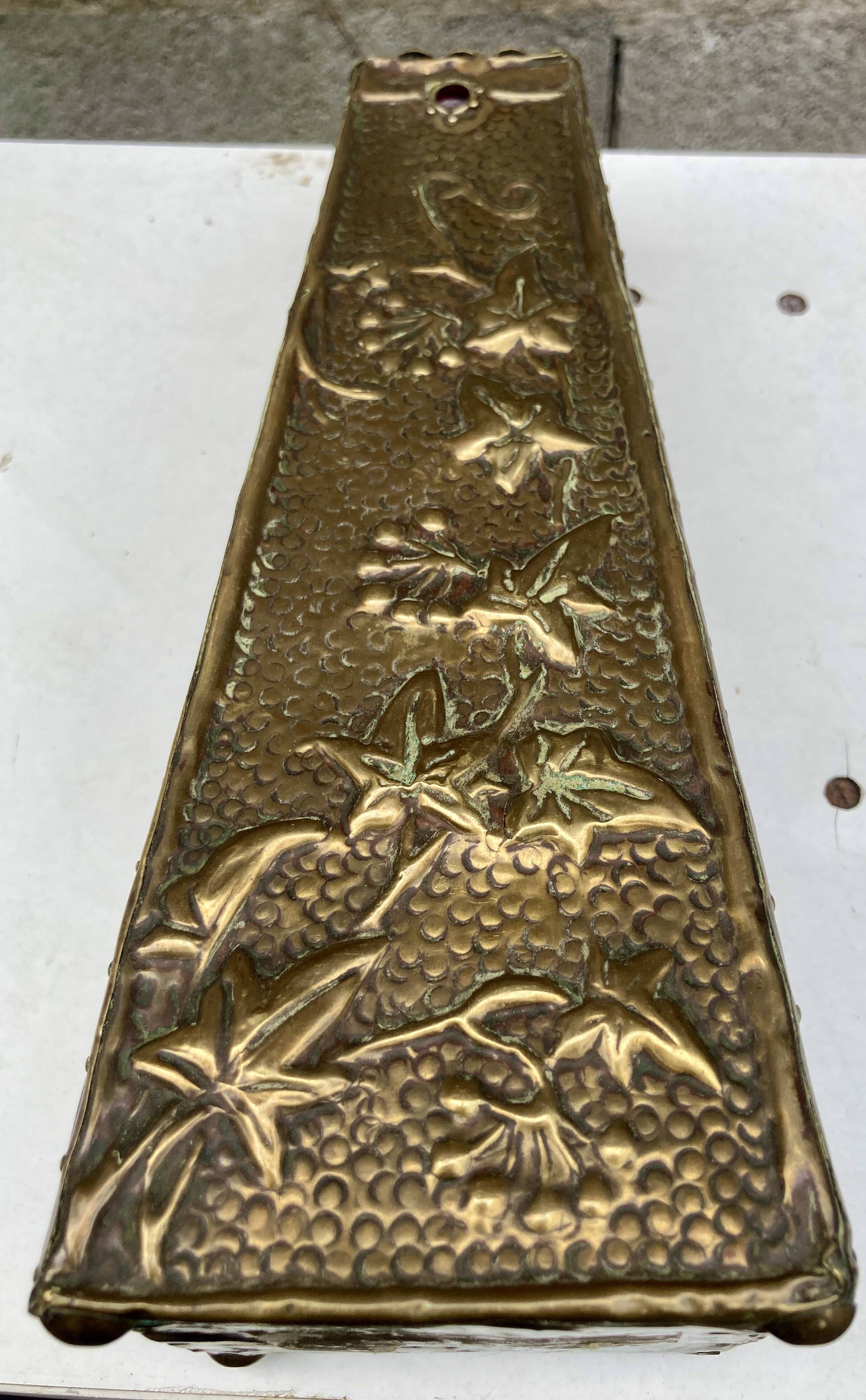 Embossed metal vase by alfred daguet, 1900 art nouveau period