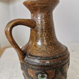 Rustic Ceramic Jug: 1970s West German Pottery Vase, Boho Decor